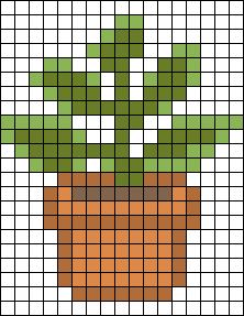 a cross stitch pattern with a potted plant