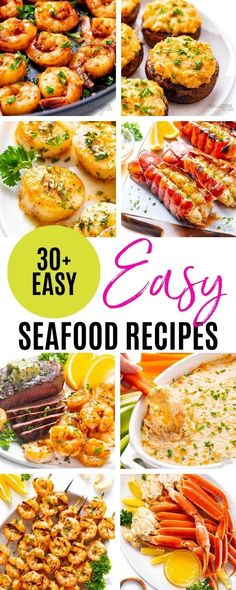 easy seafood recipe collage with text overlay