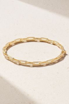 David Yurman's 'Stax' collection reinterprets the brand's most iconic symbols - like the interlocking chain links on this bracelet - in fresh, new ways. It's cast from 18-karat gold and dusted with 0.42 carats of shimmering pavé diamonds. The understated design makes it perfect for everyday wear. Luxury Bracelet With Oval Link Chain, Luxury Link Chain Bracelets, Luxury Link Bracelets, Luxury Yellow Gold Paperclip Bracelet, Luxury Oval Link Bracelet With Adjustable Chain, Luxury Solid Link Bracelets, Luxury Diamond Link Bracelet With Gold Chain, Luxury Bracelets With Adjustable Oval Link Chain, Luxury Link Diamond Bracelet With Gold Chain