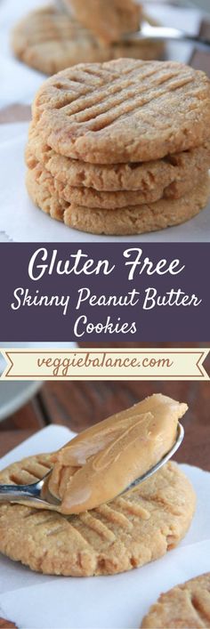 Gluten Free Skinny Peanut Butter Cookies. Only 4-ingredients needed. Gluten Free Peanut Butter Cookies, Gluten Free Peanut Butter, Almond Flour Recipes, Gluten Free Sweets, Gluten Free Treats, Foods With Gluten, Paleo Dessert, Gluten Free Cooking, Gluten Free Cookies