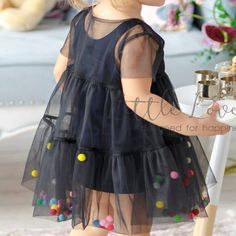 Black Dress Kids, Tulle Baby Dress, Black Tulle Dress, Baby Mode, Girls Tulle Dress, 파티 드레스