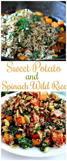 sweet potato and spinach wild rice is an easy side dish that's ready in under 30 minutes