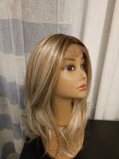 New FULL LACE FRONT LAYERED Mixed Blonde Highlights Mid Length Wig Blonde Highlights, Hair Ideas, Mid Length, Lace Front, Wigs, Highlights, Blonde, Lace, Hair