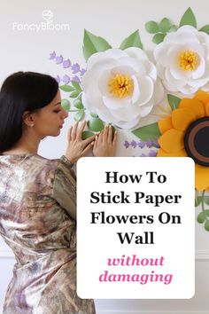 How To Hang Paper Flowers (without damaging the wall) 15 Hanging Paper Flowers, Paper Flower Backdrop Diy, Big Paper Flowers, Paper Projects Diy, Tissue Paper Flowers Diy, Easy Paper Flowers, Paper Flower Wall Decor, Paper Wall Hanging, Flower Wall Backdrop