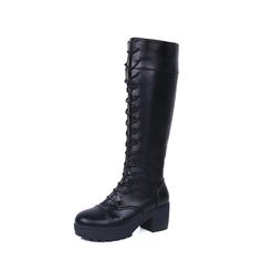 Black Martin boots women's high-heeled women boots high tube women's shoes sold by Mileg on Storenvy Wide Calf Faux Leather Knee-high Martin Boots, Wide Calf Knee-high Martin Boots In Faux Leather, Knee-high Wide Calf Martin Boots In Faux Leather, Winter Platform Mid-calf Boots In Faux Leather, Winter Wide Calf Platform Boots In Faux Leather, Winter Platform Boots In Faux Leather For Wide Calf, Fitted High Heel Moto Boots For Winter, Black Wide Calf Martin Boots For Winter, Wide Calf High Heel Moto Boots For Fall