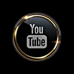 the youtube logo on a black background with gold trimmings and an inscription that reads, you tube