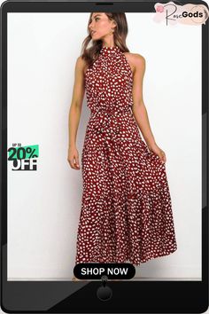 Vintage Printed Round Neck Sleeveless Slim Fit Maxi Dress Casual Red Sleeveless Halter Dress, Sleeveless Midi Dress For Vacation, Non-stretch Sleeveless Summer Midi Dress, Sleeveless Non-stretch Maxi Dress For Day Out, Red Sleeveless Halter Dress For Vacation, Casual Sleeveless Halter Dress For Day Out, Sleeveless Red Maxi Dress For A Day Out, Red Sleeveless Halter Dress For Spring, Red Halter Dress For Spring