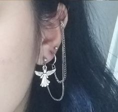 Earrings With Chain, Earrings Gothic, Piercing Cartilage, Fake Piercing, Clip Earrings, Chain Earrings, Piercing Jewelry, Earrings For Women, Clip On