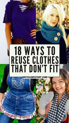 Are you looking to move away from the fast fashion disposable clothing culture? Or do you just need to save money by not spending as much on new clothes all the time? Make do and mend! If you're wondering what to do with old clothes that no longer fit, check out these clever clothing upcycling projects! Make new pieces using old jeans and old sweaters and repair and rewear those clothes you still love in a clever way! For more upcycled fashion projects visit upcyclemystuff.com now. Upcycle Clothes Refashioning, Refashion Clothes Upcycling, Old Shirt Refashion, How To Upcycle Clothes, Old Clothes Diy, Reuse Old Clothes, Creative Upcycling, Reuse Clothes, Recycle Old Clothes