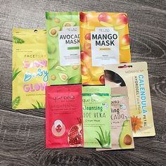 Bundle Of 7 Face Masks Brands Include Que Bella, Mond'sub, Amelao And Facetory For Brightening, Cleaning, Cooling, Hydrating, Nourishing, Smoothing And Soothing With Ingredients Including Aloe Vera, Pomegranate, Calendula, Mango And Avocado All New, Never Opened Sheet Face Masks, Mango And Avocado, Pomegranate Peel, Face Mask Brands, Pomegranate Oil, Peel Off Mask, Skin Care Mask, Skin Care Women, Pomegranate