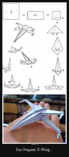 an origami airplane is shown with instructions to make it