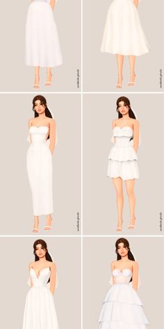 four different types of dresses for women