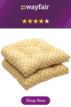 two pillows with the words wayfair written on them and three stars above it