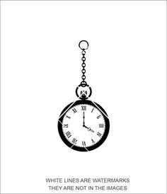 a black and white poster with a clock hanging from it's side that says, while lines are watermarks they are not in the images