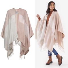 Gorgeous Multi-Way Wrap/Shawl/Blanket Scarf By Soia & Kyo. “Yadira Scarfigan” Style In Soft Muted Blush Pink & Beige Color Blocked. 100% Acrylic. One Size, Brand New With Tags. Pink Dupatta Shawl Scarf, Luxury Pink Pashmina Shawl, Pink Pashmina Shawl Scarf, Elegant Pink Shawl Scarves, Poncho Scarf, Shawl Blanket, Pink One-size Silk Shawl Scarf, Wrap Shawl