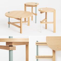 three different views of the same table and chair, one with two legs on each side