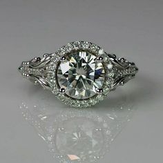 an engagement ring with diamonds on it