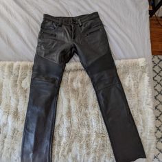 Reposhing This Item I Purchased From @Tommy_zed. Love It, But A Bit Too Small For Me! Questions? Leave A Comment Below! Leather Motorcycle Pants, Motorcycle Pants, Indigo Jeans, Moto Jeans, Leather Jeans, Light Blue Jeans, Button Fly Jeans, Slim Straight Jeans, Jeans Brands