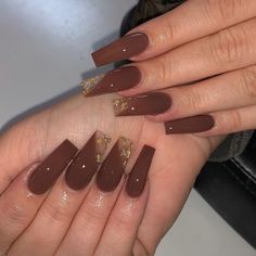 Brown Nail, Brown Nails Design, Halloween Acrylic Nails, Long Acrylic Nails Coffin, Brown Nails, Coffin Nails Designs