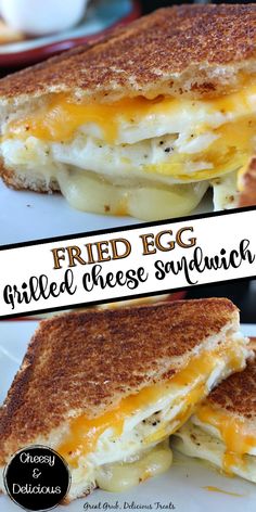 fried egg grilled cheese sandwich on a white plate