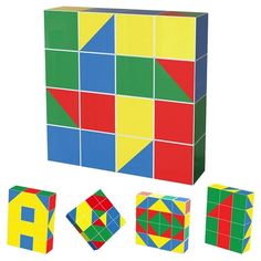 an assortment of different shapes and sizes of cubes