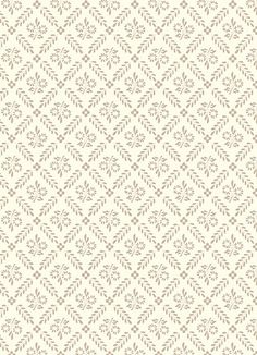 a beige and white wallpaper pattern with small leaves on the bottom half of it