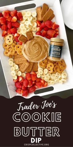 trader joe's cookie butter dip recipe with strawberries and cereal on the side