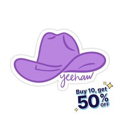 Decorate laptops, Hydro Flasks, cars and more with removable kiss-cut, vinyl decal stickers. Glossy, matte, and transparent options in various sizes. Super durable and water-resistant. Purple cowgirl hat sticker Purple Cowgirl Hat, Cowgirl Stickers Aesthetic, Cowgirl Party Invitations Purple, Purple Cowgirl, Yeehaw Cowboy Hat Sticker, Cowgirl Hat, Cowgirl Hats, Decorate Laptops, Kiss Cut