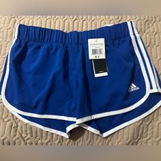 Adidas M10 Climalite Woven Running Shorts. Size M, Royal/ White Colors Blue Adidas Athletic Shorts For Training, Adidas Blue Athletic Shorts For Training, Adidas Blue Shorts For Gym, Adidas Blue Athletic Shorts For Sports, Adidas Blue Shorts For The Gym, Adidas Blue Gym Shorts, Adidas Bottoms For Gym In Spring, Spring Adidas Moisture-wicking Bottoms, Adidas Gym Bottoms For Spring