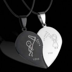 Couple Pendant Necklace Love You Heart Puzzle Matching These cute necklaces are a perfect way to showcase your love or friendship. They would make a stylish #couplenecklaces Matching Necklaces For Couples, Girls Choker, Puzzle Jewelry, Ashes Necklace, Heart Choker Necklace, Cat Moon, Dainty Diamond Necklace, Lovers Necklace, Black Choker Necklace