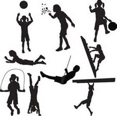 various silhouettes of people playing basketball