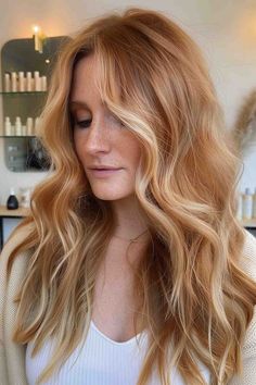 24 Sweetest Strawberry Blonde Balayage Hair Color Ideas Red Hair Tie, Strawberry Blonde Balayage, Copper Blonde Balayage, Balayage Hair Ideas, Blonde Balayage Hair, Copper Blonde Hair, Balayage Hair Color Ideas, Black Red Hair, Strawberry Blonde Highlights