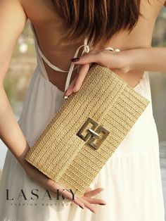 Lasaky - Resort-Ready Straw Clutch Bag for Your Getaway Straw Accessories, Glitter Clutch Bag, Vacation Bag, Bags Casual, Straw Clutch, Envelope Bag, Clutch Bags, Bag Bag, Bohemian Chic