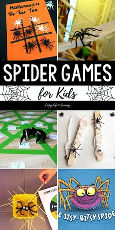 Spider Games for Kids Spider Web Game, Bug And Insect Activities, Spiders Preschool, Halloween Elementary, Homeschool Halloween, Spider Games, Tk Ideas, Halloween Fun For Kids, Preschool Steam