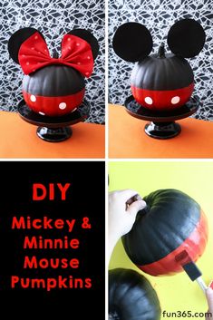 diy mickey and minnie mouse pumpkins