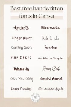 Best Canva handwritten fonts Best Free Handwritten Fonts, Font Canva Lettering, Fonts In Canva, Free Cursive Fonts, Best Canva Fonts, Free Handwritten Fonts, Keyword Elements Canva, Canva Fonts, Canvas Learning