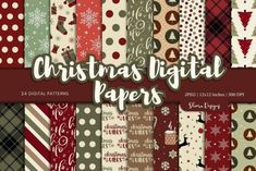 christmas digital papers with different patterns