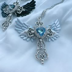 Material: titanium steel Color: Black wings, White wings Electric Angel, Gothic Y2k, Fashion Angels, Gothic Pendant, Cottagecore Art, Original Necklace, Gothic Crosses