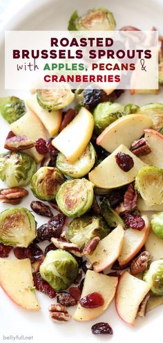 roasted brussel sprouts with apples, pecans and cranberries