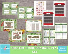 the grocery store dramatic play set includes games, activities and printables to help kids learn