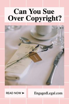 the cover of can you sue over copyright?, with an image of a table setting