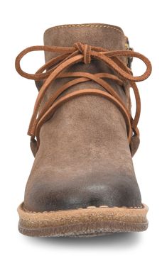 This rugged chukka boot raised on a subtle wedge is outfitted with cushioned support and a flexible sole to keep you totally comfortably. Leather upper/textile lining/rubber sole Imported Chukka Boots Women, Distressed Boots, Chukka Boot, Brown Shoe, Distressed Leather, Chukka Boots, Bucket Bag, Soft Fabrics, Rubber Sole