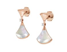 Divas Dream Earrings In 18 Kt Rose Gold Set With Mother-of-pearl And Diamonds. Baths Of Caracalla, Bvlgari Divas Dream, Bvlgari Rose, Dream Earrings, Bvlgari Jewelry, Mother Of Pearl Earrings, Rose Earrings, Dream Jewelry, Rose Gold Diamonds