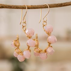 As if out of a fairy tale, golden polymer-coated wires form an exquisite design that conveys beauty and magic in every detail. Costa Rica's Yeudi Bonilla handcrafts these charming dangle earrings with advanced techniques that allow the piece to shine gracefully along pink crystal beads, all in a high-polish finish that exudes elegance. Earring Inspo, Buy Crystals, A Fairy Tale, Beaded Dangle Earrings, Wire Earrings, Jewelry Packaging, Beaded Dangles, Pink Crystal, Hook Earrings