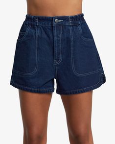 A favourite style year after year, the denim cut-off is timeless and iconic. The Venice Denim Short is no exception. Made with a soft and strong blend of eco-friendly viscose denim, these women's shorts are styled with a high-rise elastic waist with a button fly. The loose fit keeps them comfortable for all-day wear, while the scalloped side split adds style that sets them apart from the rest. Denim High-waisted Shorts With Elastic Waistband, Medium Wash High-waisted Shorts With Elastic Waistband, High-waisted Denim Shorts With Elastic Waistband, Medium Wash Jean Shorts With Elastic Waistband, High-waisted Elastic Waistband Medium Wash Shorts, Trendy Relaxed Fit Shorts, Relaxed Fit Denim Jean Shorts With Elastic Waistband, High Rise Denim Jean Shorts With Elastic Waistband, Denim Jean Shorts With Elastic Waistband