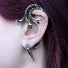 Greek Underworld, Three Ear Piercings, Ear Wrap Cuff, Snake Ears, Alchemy Gothic, Snake Earrings, Ear Cuffs, Cuff Earrings, Underworld