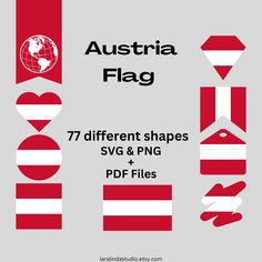 the austrian flag with different shapes and sizes