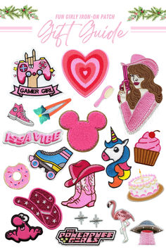 A festive arrangement of fun girly patches showcasing iconic characters and symbols. Ideal for adding a touch of the pink to any gear. Diy Iron On Patches, Patches For Clothes, Jeans Backpack, Patch Collection, Clothing Patches, Patches Jacket, Sew On Patches, Easy Diy Projects, Sew On