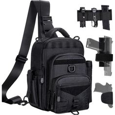 an image of a black backpack with straps and attachments on the side, including clipping