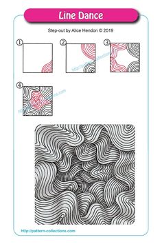 the line dance stamp set is shown in black and white with pink swirls on it